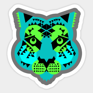 Tiger Face, Blue and Green Sticker